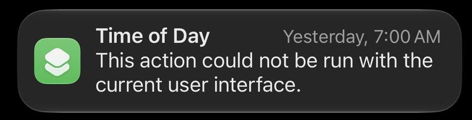 This action could not be run with current user interface.