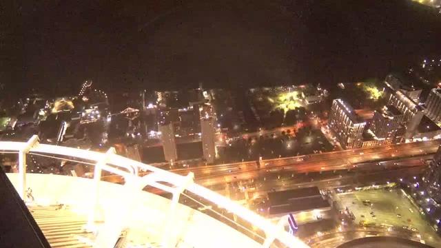 Western view from the CN Tower overlooking Toronto and Lake Ontario. // Image captured at (local time): 2026-10-11 23:30:04 EDT (about 1 min. prior to this post) // Image sourced from: earthcam.com // Current Temp in Toronto: 58 F | 15 C // Precip: scattered clouds // Wind: NE at 2 mph | 4 kph // Humidity: 95%